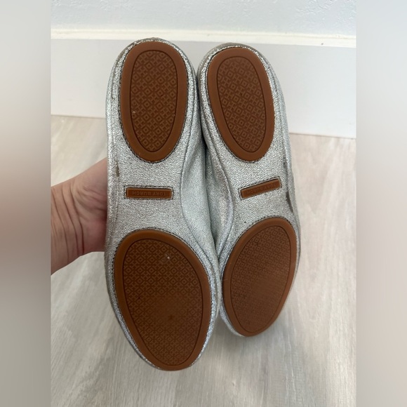 Tory Burch Minnie Travel Ballet Flat Royal Metallic Sliver Womans sz 9.5 - Picture 5 of 12